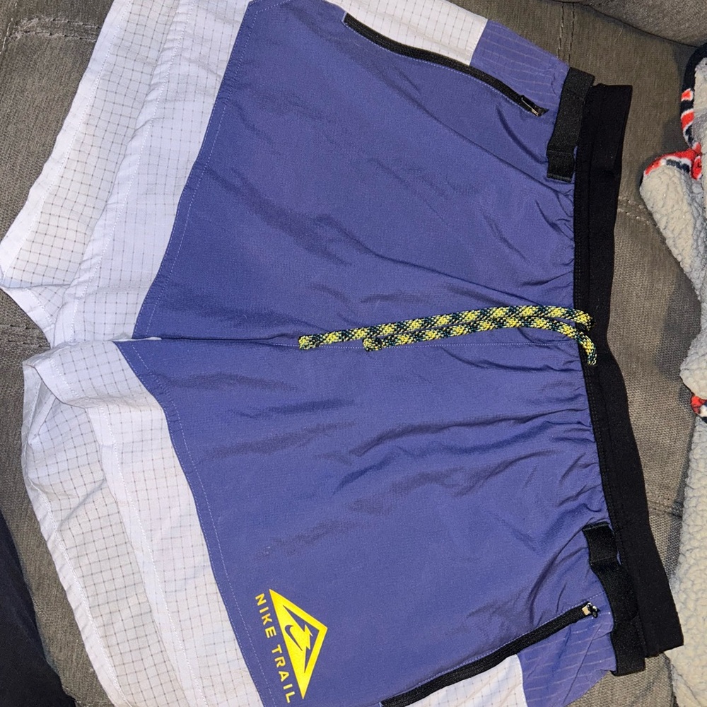 Nike Purple Athletic Running Shorts with Yellow Accents